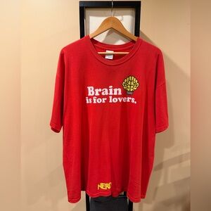 Vintage NERD “Brain is For Lovers” Red Distressed T-Shirt 2008
